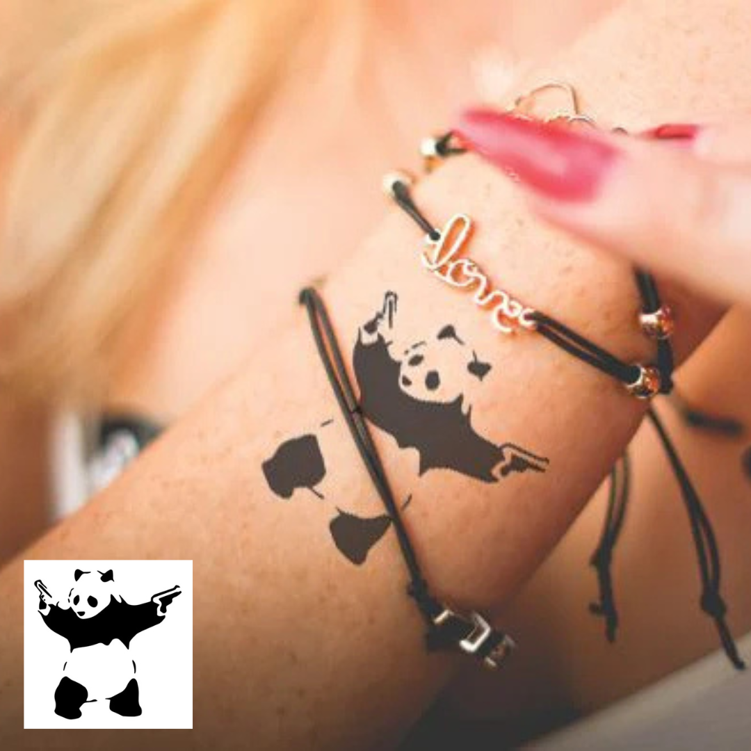 Panda With Guns - Banksy Tattoo – Tattoo for a week, image size:1080x1080