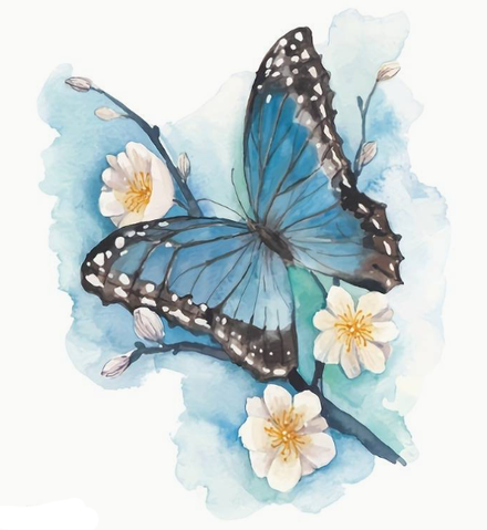 Papillon Bleu Pailleté - Tatouages Temporaires