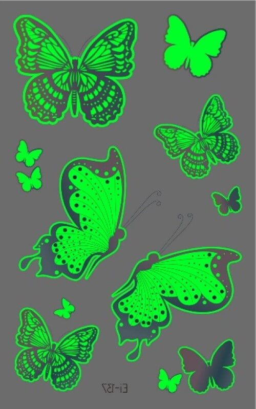 Adorable tatouage temporaire phosphorescent de Papillons