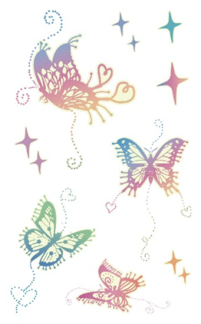Tatuaje temporal de mariposas juguetonas brillantes