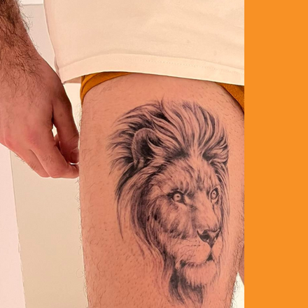Grande Leão Realista Tatuagem Temporária