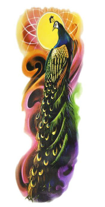 Full Sleeve Arm Tattoo Peacock - Tattoonie