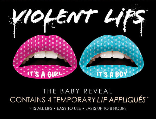 Baby Onthullen (Boy/Girl) Violent Lips (4 Lippen Tattoo Sets)