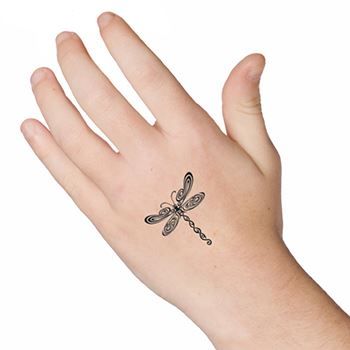 Black Tribal Dragonfly Tattoo