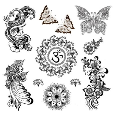 Tatouages de Papillons et de Paons (8 tatouages)