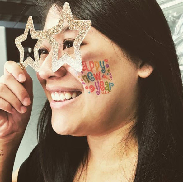 Colorful Happy New Year Temporary Tattoo