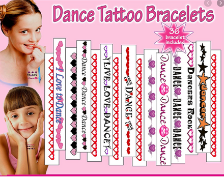 Paquete de Pulseras de Tatuajes de Baile (36 tatuajes)