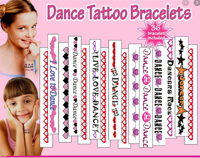 Paquet Bracelets de Tatouage de Danse (36 tatouages)