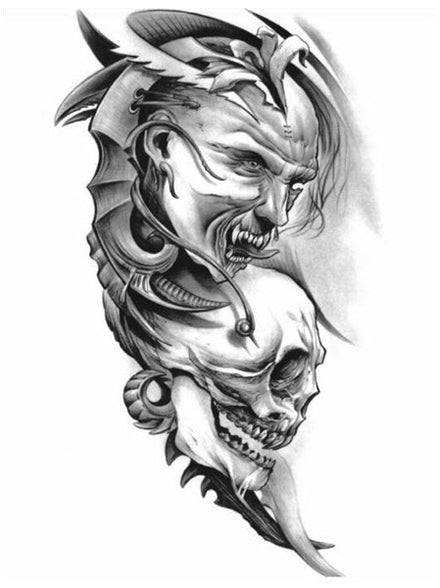 Demon & Skull Tattoo Sleeve