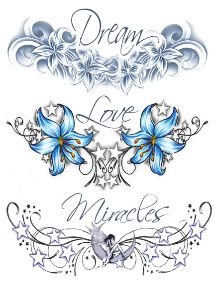 Dream, Love & Miracles Tattoos (3 tattoos)