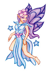 Blue & Purple Fairy Tattoo