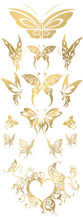 Exquisite Goldene Schmetterlinge Tattoos