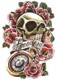 Freedom Crâne & Roses Sleeve Tattoo