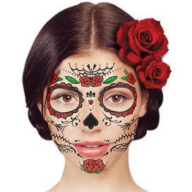 Masque Visage Roses Paillettes Tattoo