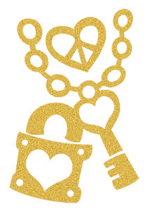 Gold Heart Lock Glitter Tattoo