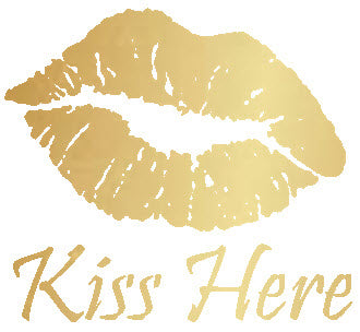 Goldene Kiss Here Lippen Tattoo