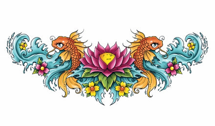 Lotus Koi Onderrug Tattoo
