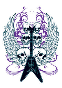 Nation Winged Guitar Skulls Tattoo