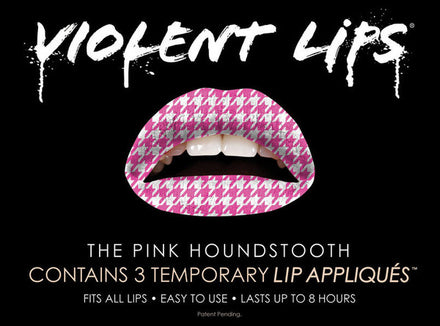 Pink Houndstooth Violent Lips (3 Sets Tattoos Lèvres)