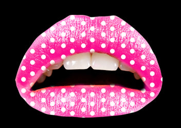 Pink Polka Violent Lips (3 Lippen Tattoo Sätze)