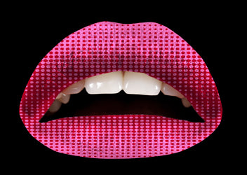 Pink & Red Halftone Violent Lips (3 Lippen Tattoo Sätze)
