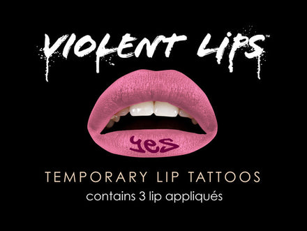 Pink "Yes" Violent Lips (3 Lippen Tattoo Sätze)