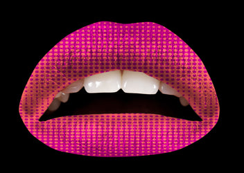 Purple & Coral Halftone Violent Lips (3 Lippen Tattoo Sätze)