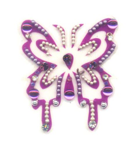 Papillon De Cristal Violet Bijou De Corps Autocollant