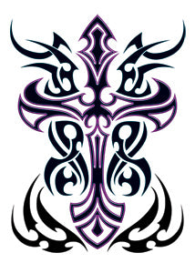 Purple Tribal Cross Tattoo