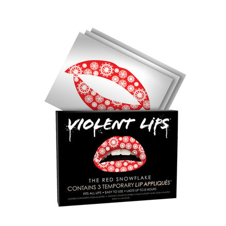 Red Snowflakes Violent Lips (3 Lippen Tattoo Sets)