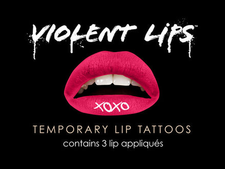 Red "XOXO" Violent Lips (3 Lippen Tattoo Sätze)