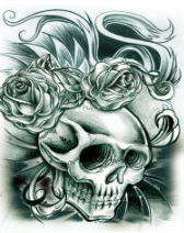 Totenkopf mit Rosen