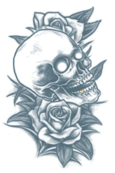Tatuagem Caveira & Rosas