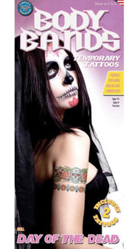 Schedel - Day Of The Dead Body Bands (2 Tattoos)