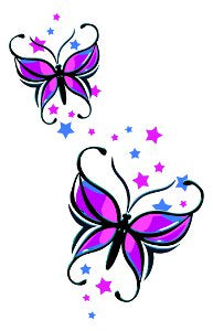 Sterne Schmetterlinge Mode Tattoo