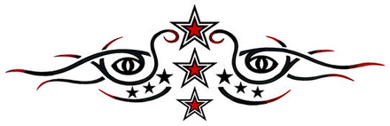Tribal Eyes Stars Band Tattoo