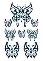Zwarte Tribal Vlinders (8 Tattoos)