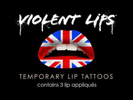 Union Jack Violent Lips (3 Lippen Tattoo Sätze)