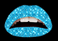 Blue Glitteratti Violent Lips (3 Lippen Tattoo Sätze)
