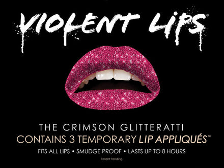 Crimson Glitteratti Violent Lips  (3 Conjuntos Del Tatuaje Del L