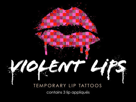 Multi-Colour Checkered Violent Lips (3 Lippen Tattoo Sets)