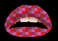 Multi-Colour Checkered Violent Lips (3 Lippen Tattoo Sätze)