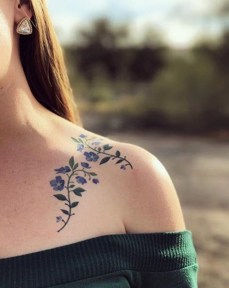 Violett Floral Tattoo