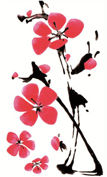 Tatouage Aquarel Fleurs Rouge