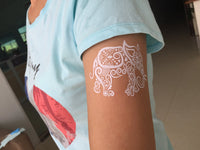 White Henna Elephant Tattoos