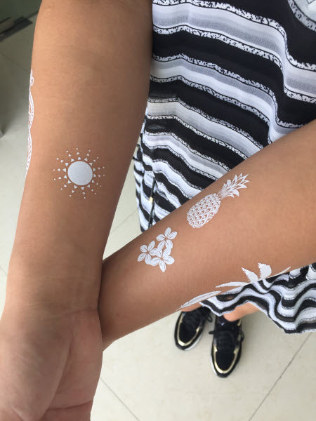 Witte Lace Tropisch Strand Tattoos