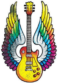 Metallic Winged Guitar Tattoo