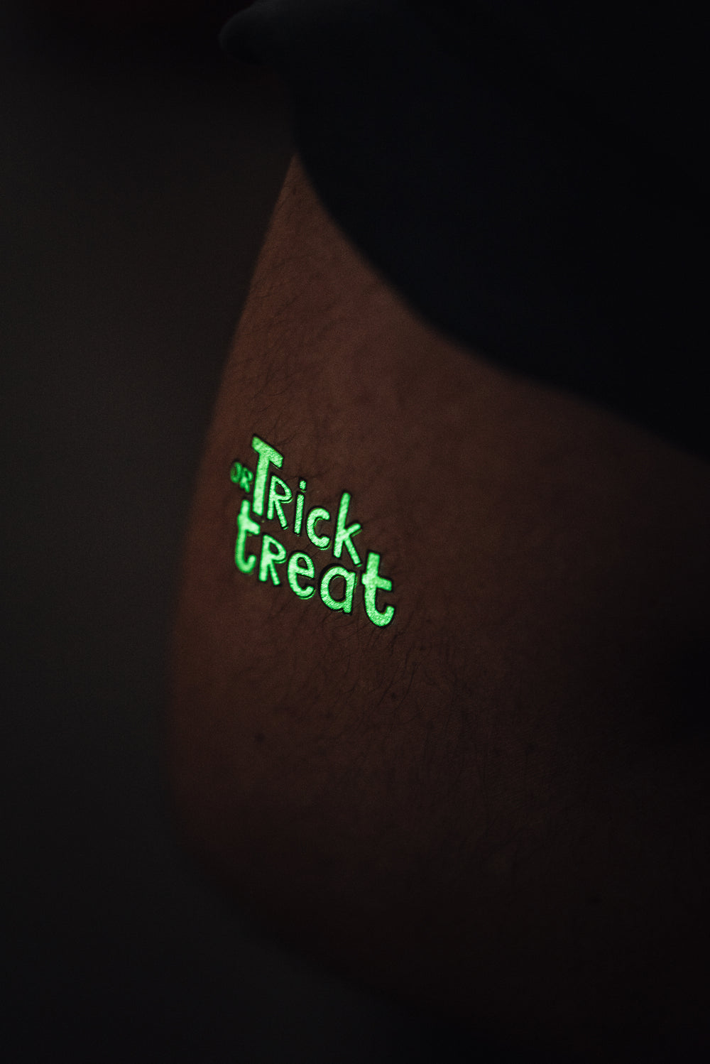 Glow in the Dark Trick or Treat fake tattoo Halloween