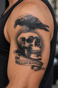 Tatuagem Corvo & Caveira