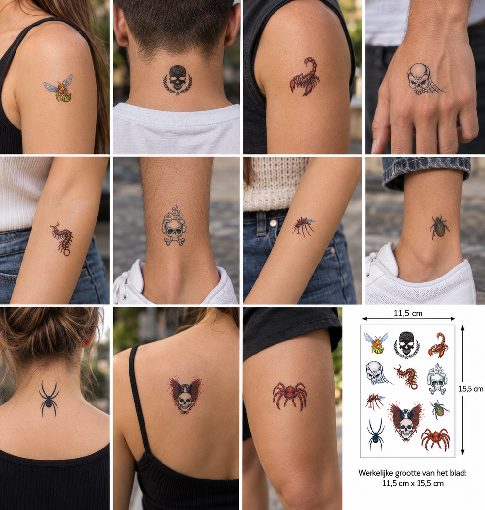 Insectos Y Cráneos Tatuajes Múltiples (11 Tatuajes)